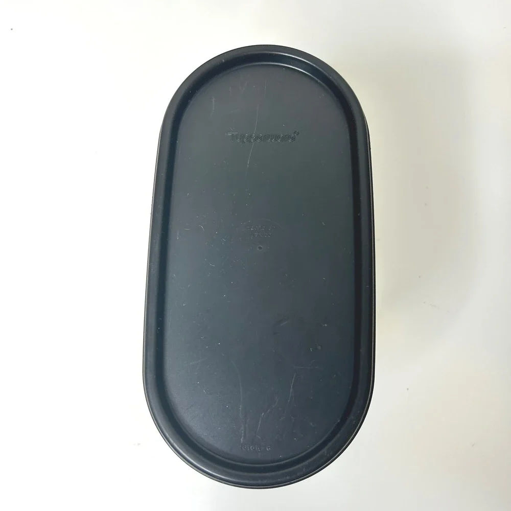 Tupperware Modular‎ Mates Oval 2 Black Lid 1.1L 4.5 Cup Clear Container